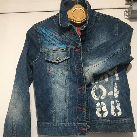 VINTAGE REQUEST PRINTED JEANS JACKETS SIZE M - Picture 5 of 11